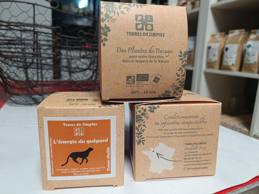 Tisane composée "L'énergie du guépard" "Terres de simples" sachet compostable