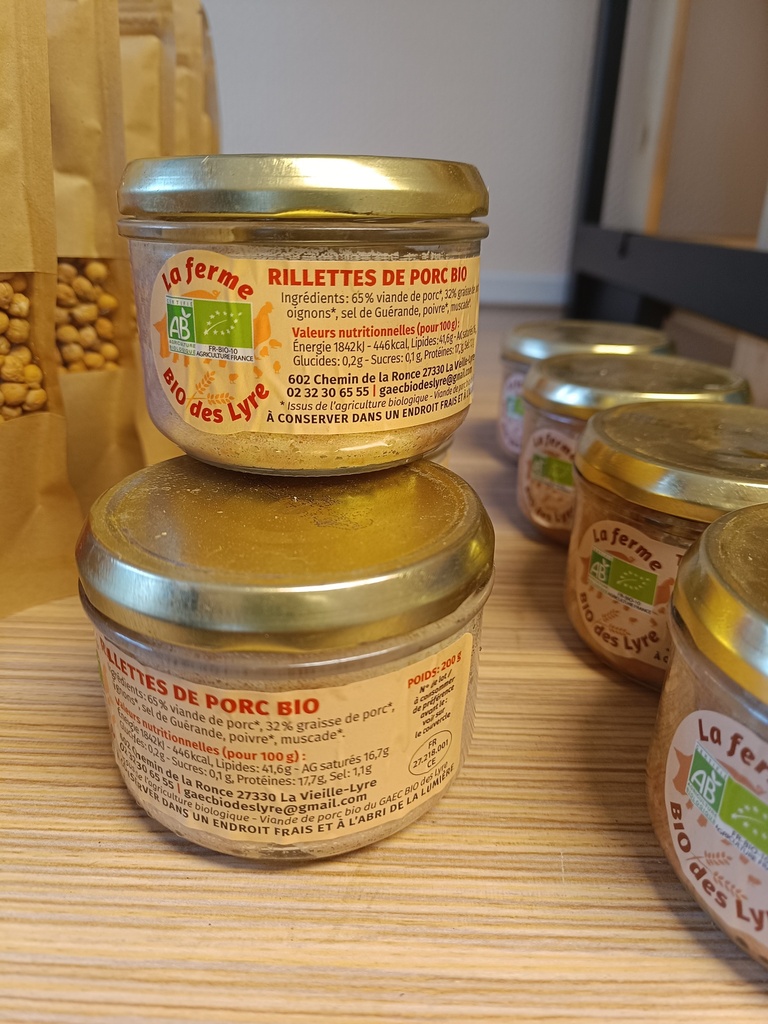 Rillette Pur Porc 200g, en bocaux longue conservation