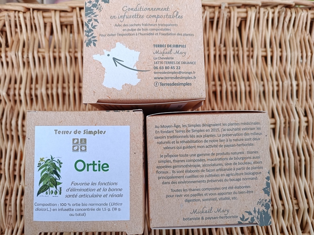 Tisane simple Ortie "Terres de simples" sachet compostable