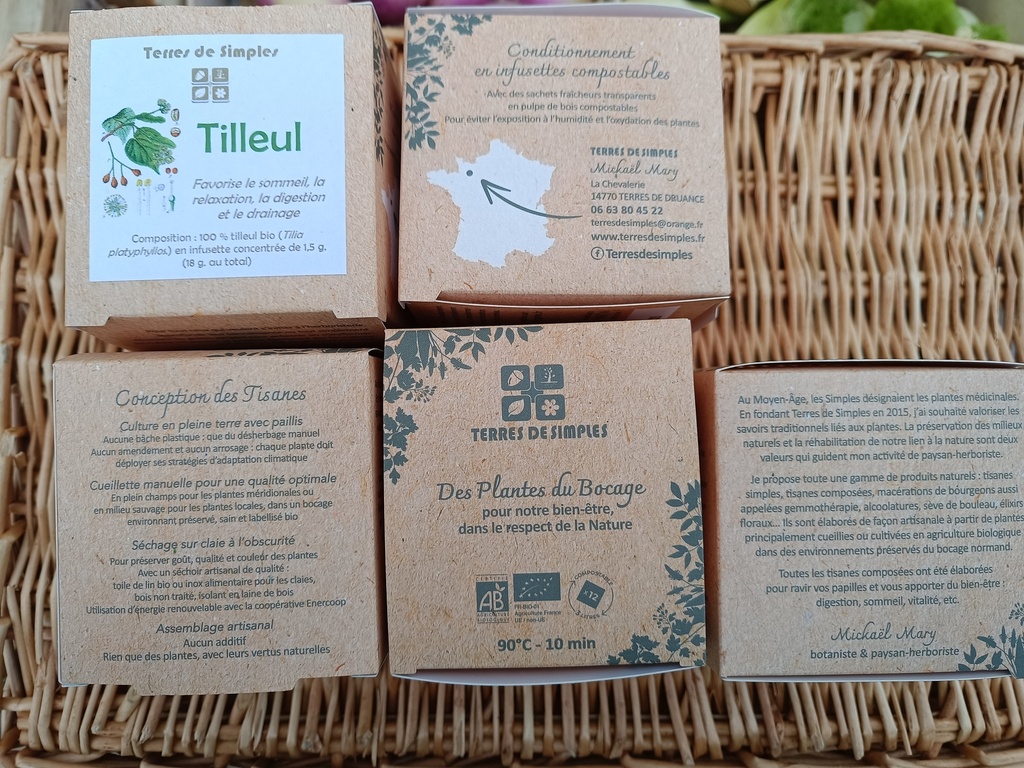 Tisane simple Tilleul "Terres de simples" sachet compostable